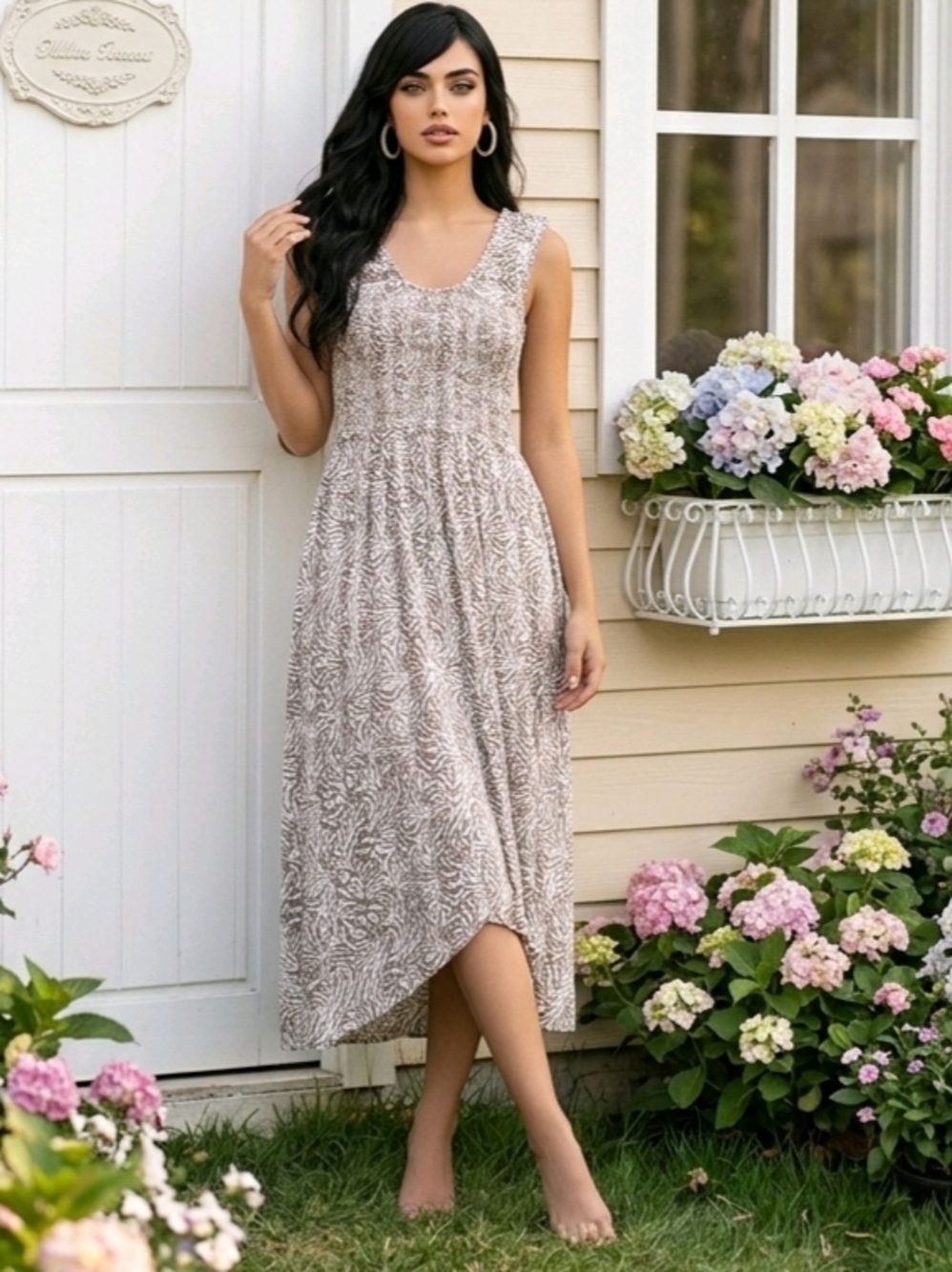 Isabel Maternity by Ingrid & Isabel smocked bodice w/Animal Print 2XL Maxi Dress